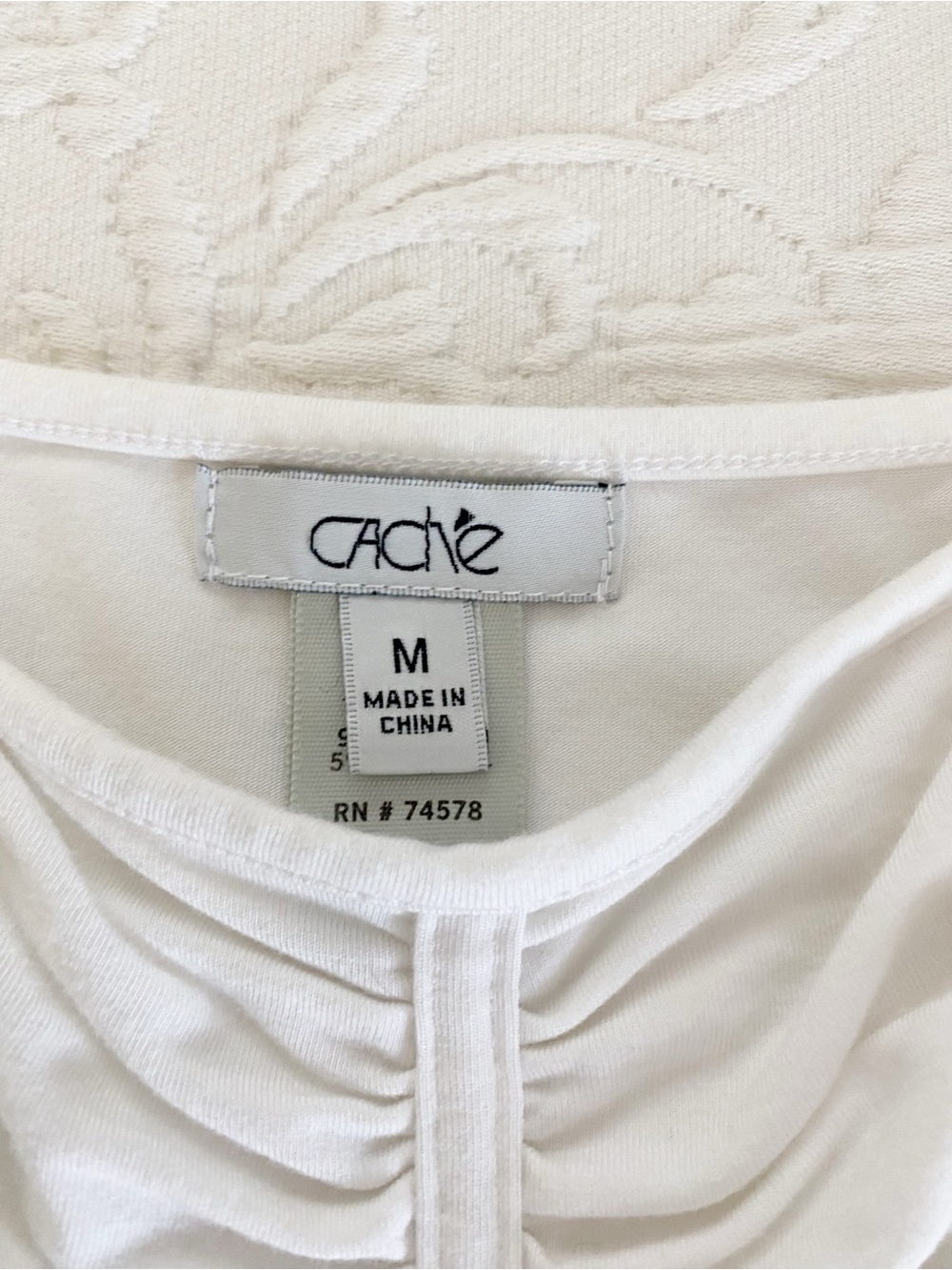 CACHE White Ruched Front Tank Top Size Medium - Picture 9 of 14